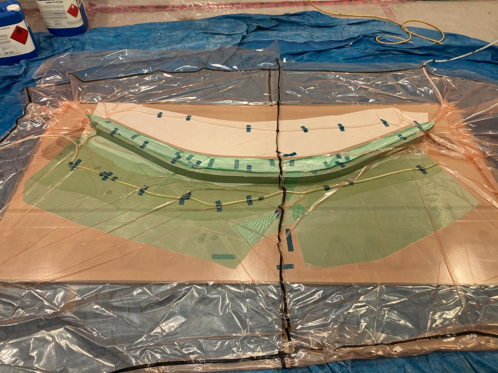 Crossbeam and stringers being built with Gurit PET